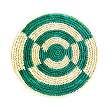 Load image into Gallery viewer, Handwoven Sabai Grass Round Green Geometric Placemat
