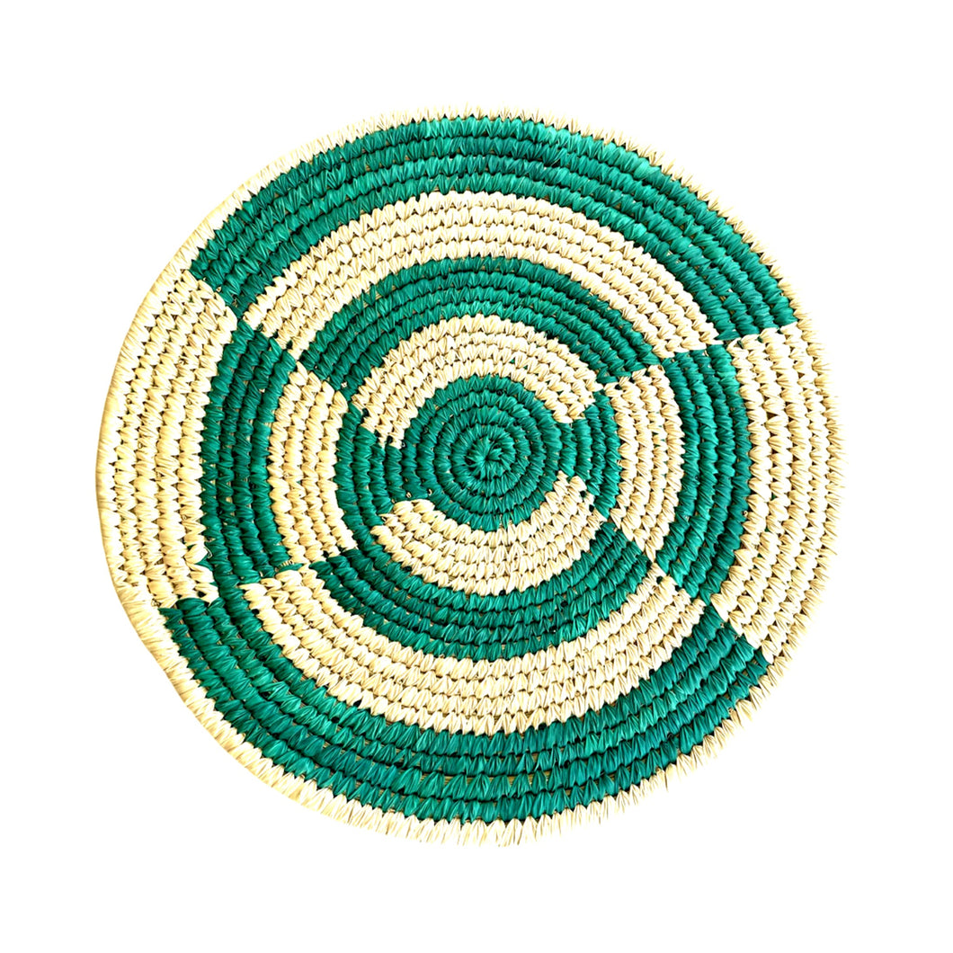 Handwoven Sabai Grass Round Green Geometric Placemat
