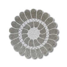 Load image into Gallery viewer, Beaded Flower  Silver White Round Placemat
