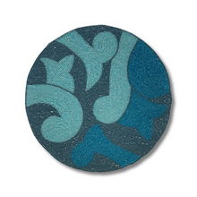 Load image into Gallery viewer, Beaded Abstract Blue Round Placemat
