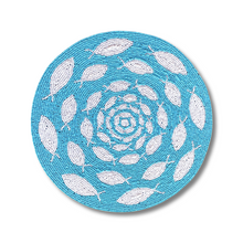 Load image into Gallery viewer, Beaded Turquoise White Round Placemat Fish
