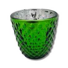 Load image into Gallery viewer, Green Glass Geocut Candle Votive Holder
