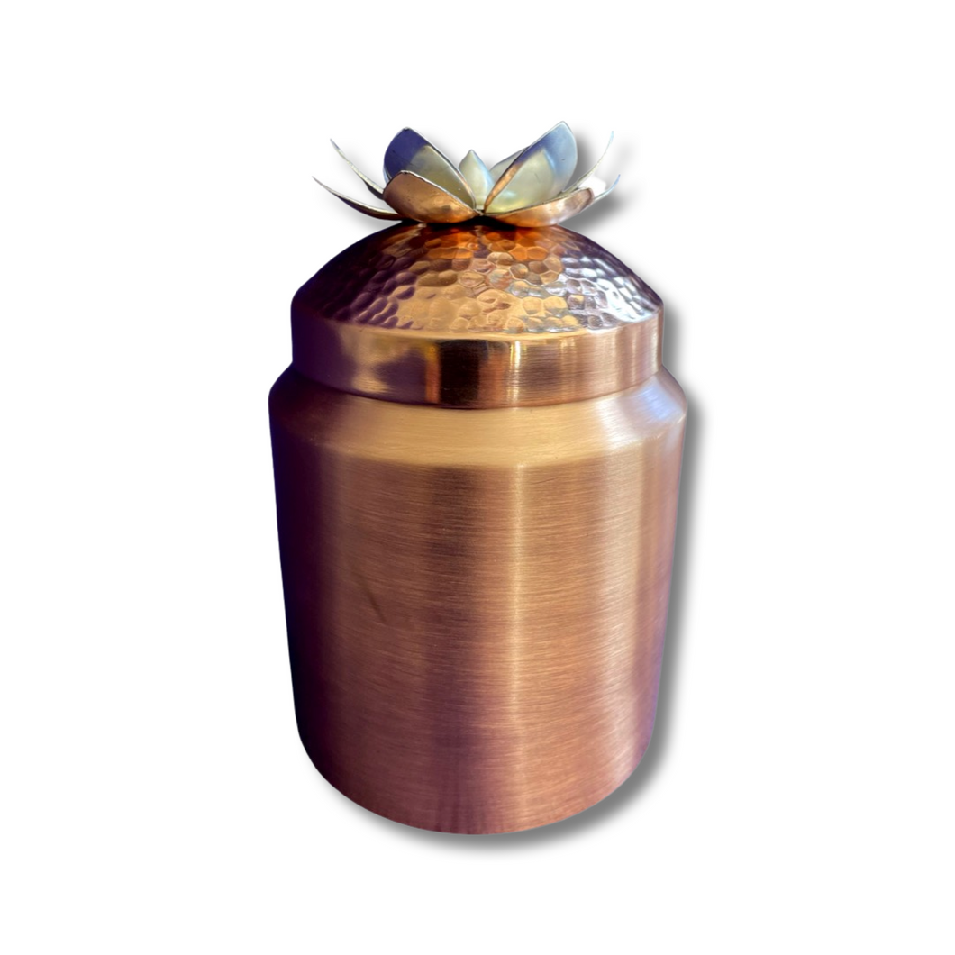 Handmade Copper Container with Lotus