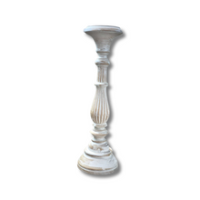 Load image into Gallery viewer, White Wood Carved Candle Stick Holder

