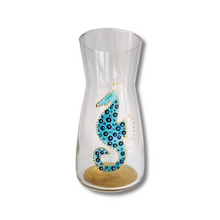 Load image into Gallery viewer, Handpainted Water Carafe Blue Seahorse Evil Eye

