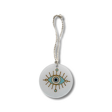 Load image into Gallery viewer, Handpainted White Turquoise Evil Eye Door Charm
