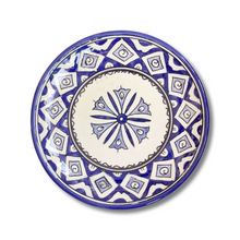 Load image into Gallery viewer, Handpainted Ceramic Blue White Geometric Appetizer Plate

