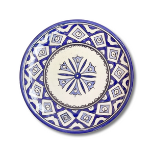 Handpainted Ceramic Blue White Geometric Appetizer Plate