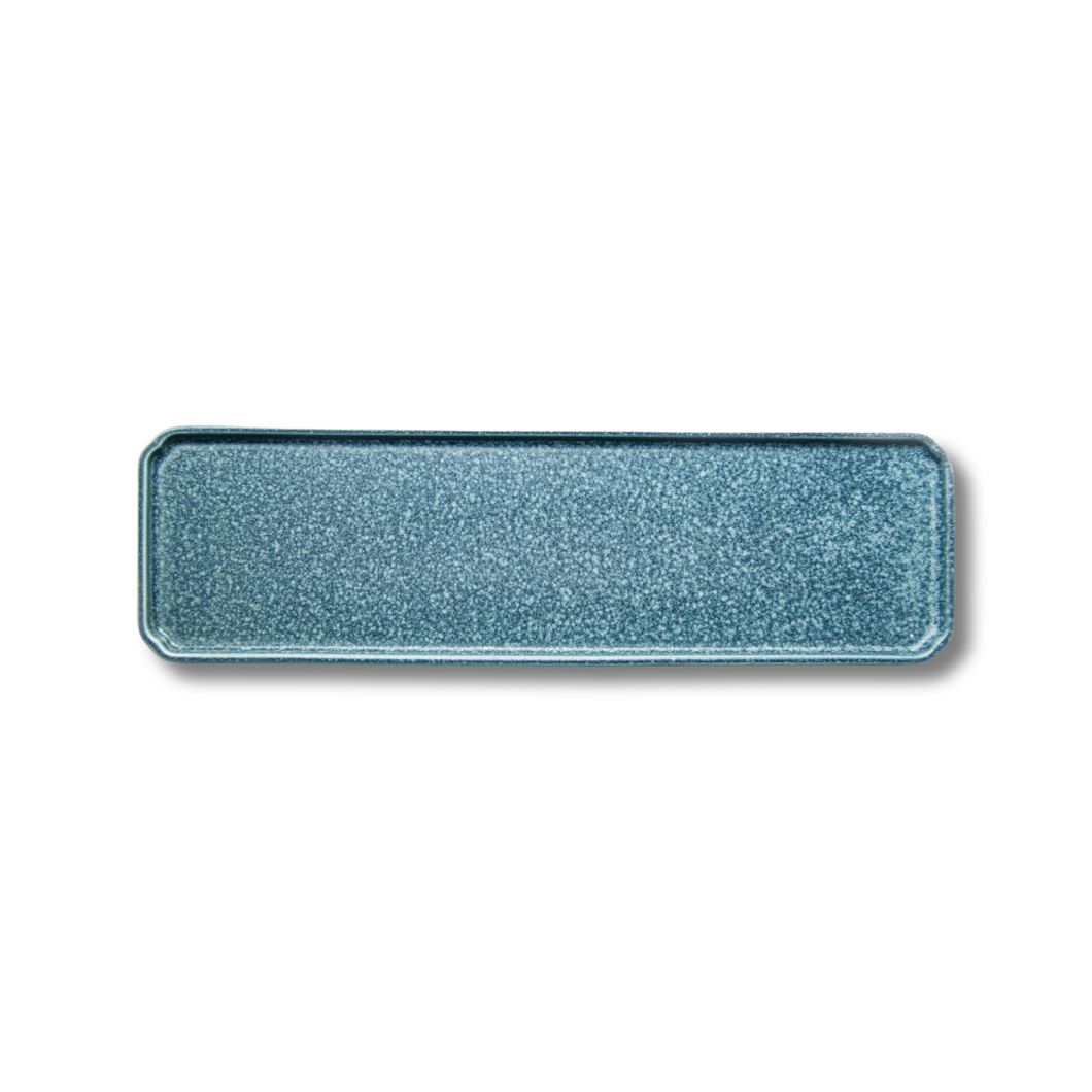 Stone Finish Blue Rectangular Plate