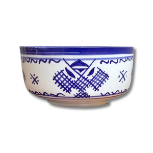 Handpainted Ceramic White Blue Bowl