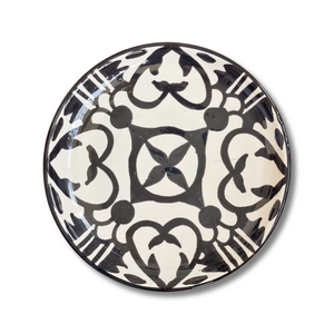 Handpainted Ceramic Black White Geometric Appetizer Plate