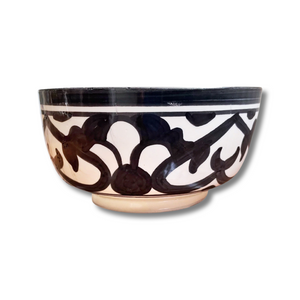 Handpainted Ceramic Black White Geometric Bowl