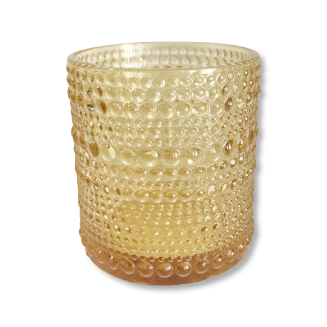 Gold Glass Votive with Bubble Pattern