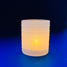 Load image into Gallery viewer, White Bubble Candle Votive with Blue Background
