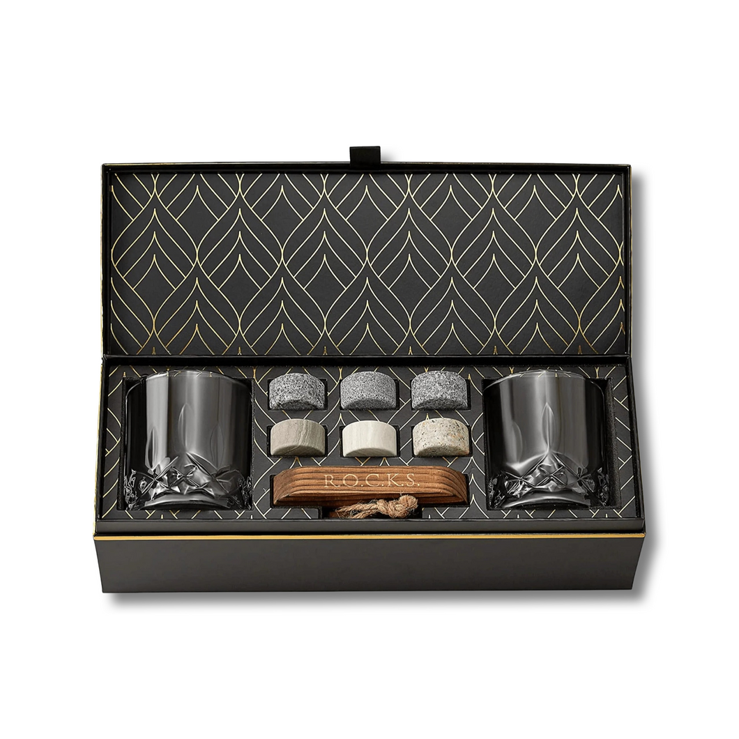 Whiskey Glass Gift Set with Rocks 