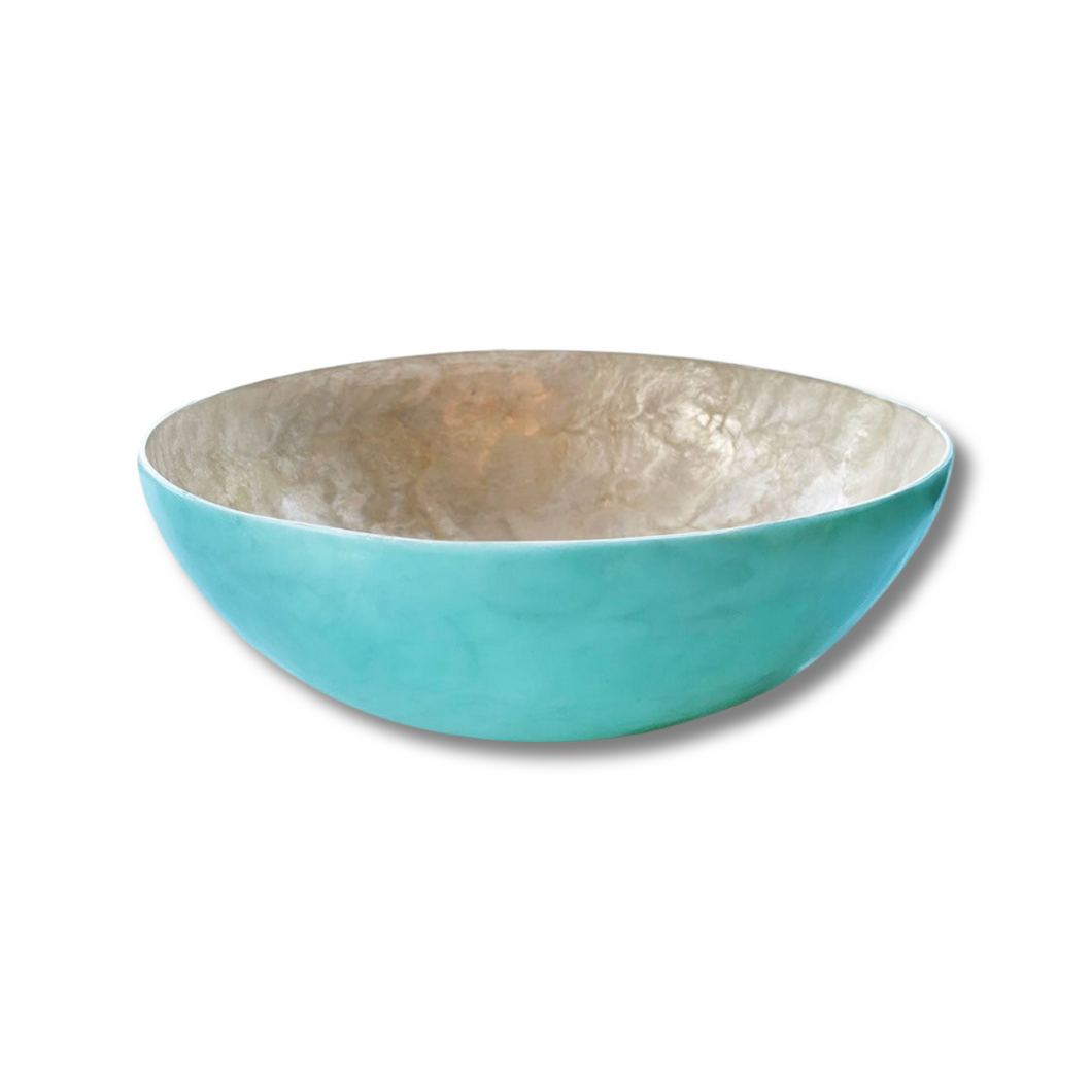 Turquoise White Capiz Shell Salad Bowl