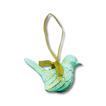 Load image into Gallery viewer, Aqua Wood Carved Bird Christmas Tree Ornament
