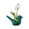 Green Wood Carved Bird Christmas Tree Ornament