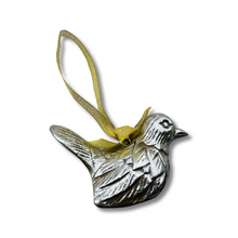 Load image into Gallery viewer, Silver Wood Carved Bird Christmas Tree Ornament
