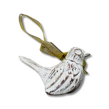 Load image into Gallery viewer, White Wood Carved Bird Christmas Tree Ornament
