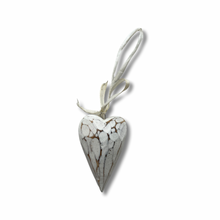 Load image into Gallery viewer, White Wood Carved Heart Christmas Tree Ornament
