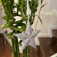 Load image into Gallery viewer, Silver Wooden Handcarved Star Christmas Ornament
