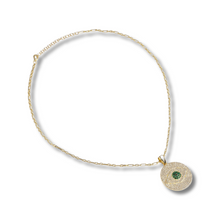 Load image into Gallery viewer, Gold Necklace with Diamonds and Green Stones Evil Eye
