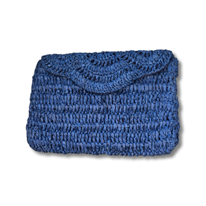 Blue Rafiya Clutch Handbag