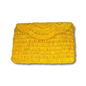 Yellow Rafiya Clutch Handbag