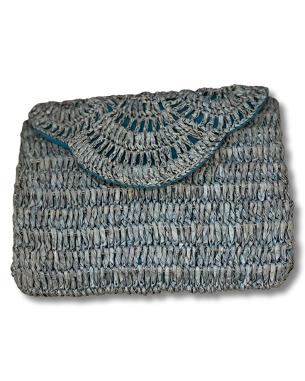 Blue Rafiya Clutch Handbag