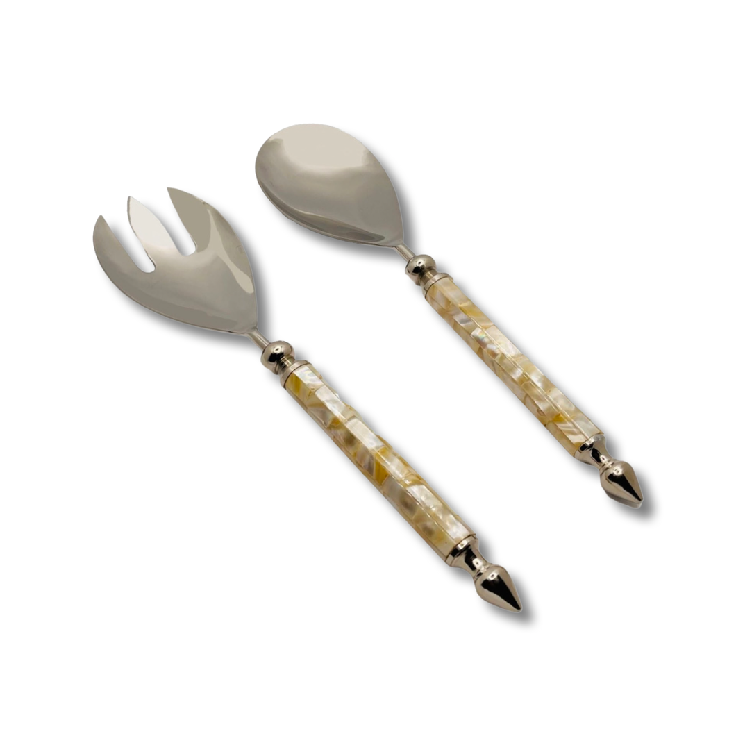 Mother of Pearl Silver Serving Spoon Set