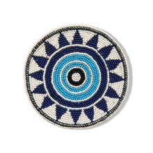 Load image into Gallery viewer, Evil Eye Geometric Design Beaded Coaster
