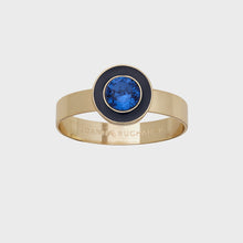 Load image into Gallery viewer, Joanna Buchanan Blue Gem Enamel Skinny Gold Napkin Ring
