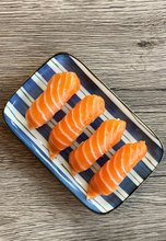 Load image into Gallery viewer, Blue White Stripe Sushi Plate
