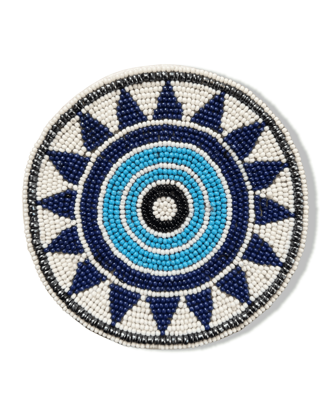 Evil Eye Geometric Design Beaded Coaster