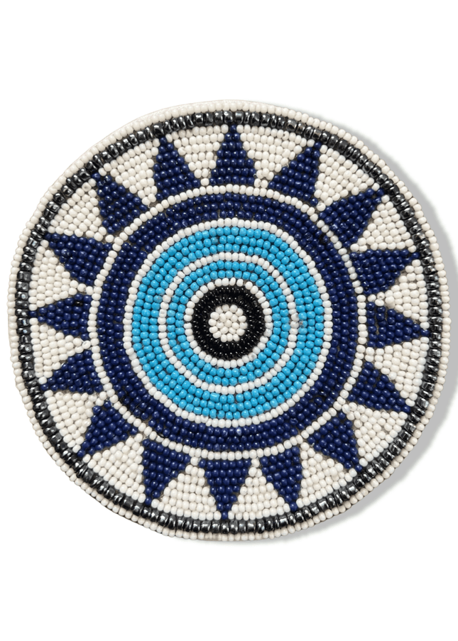 Evil Eye Geometric Design Beaded Coaster