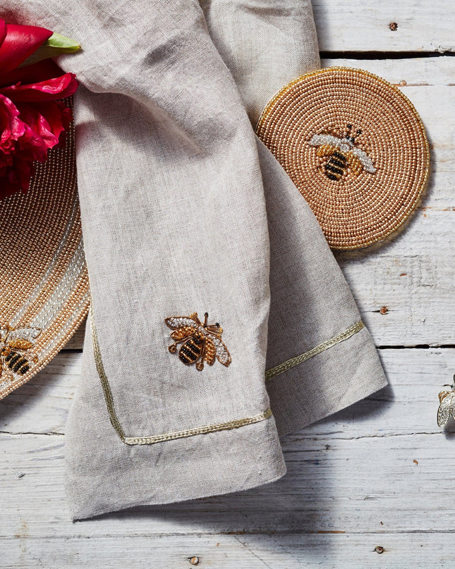 Joanna Buchanan Beaded Round Bee Coaster Napkin Placemat