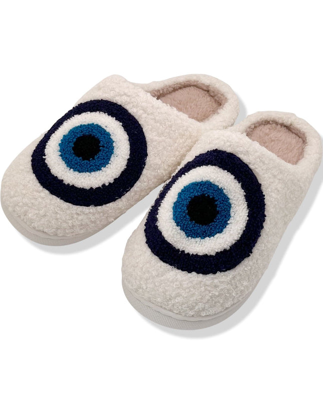 Soft Plush Evil Eye Bedroom Slippers