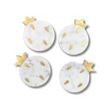 Load image into Gallery viewer, White Marble Brass Inlay Pomegranate Shaped Granada Coasters
