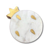 White Marble Brass Inlay Pomegranate Shaped Granada Coaster