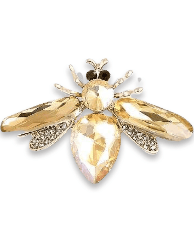 Gold Bee Rhinestone Brooch