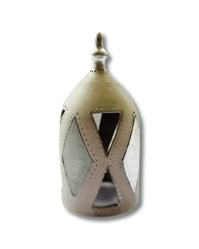 Handpainted Dome Candle Holder Silver