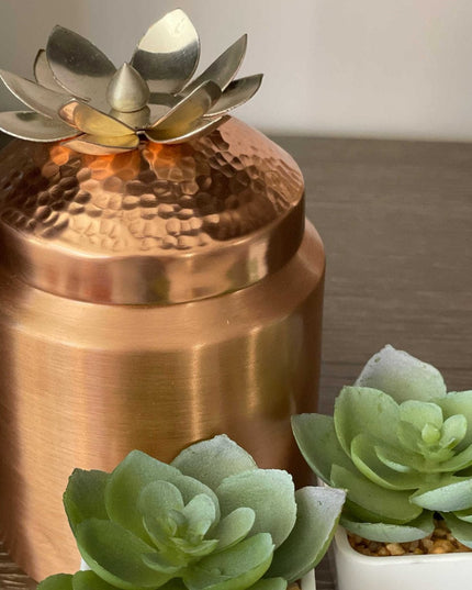 Handmade Copper Container with Lotus