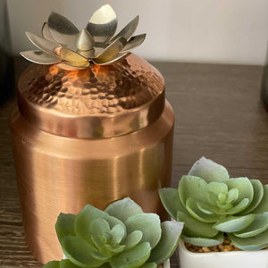 Handmade Copper Container with Lotus