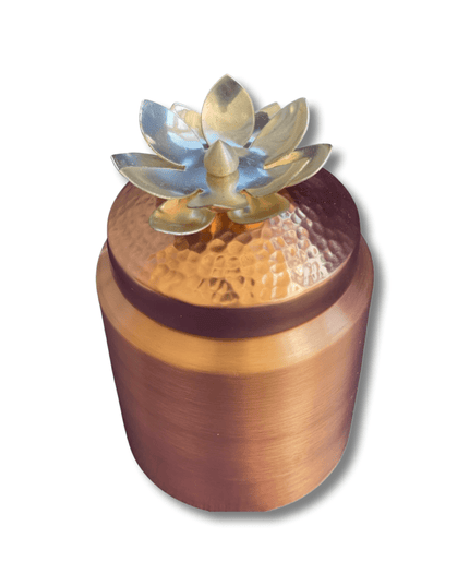 Handmade Copper Container with Lotus