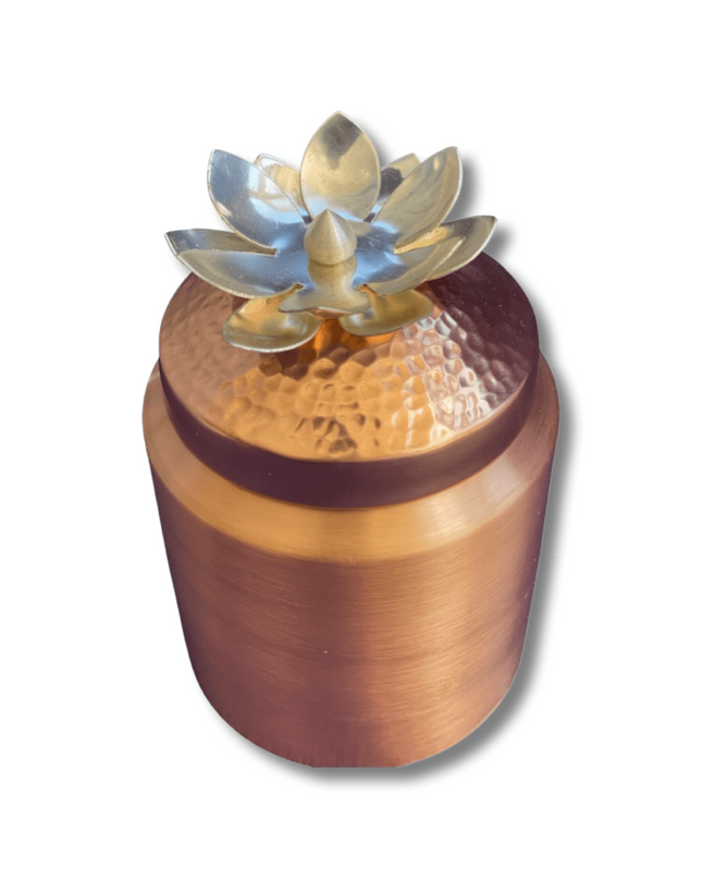 Handmade Copper Container with Lotus