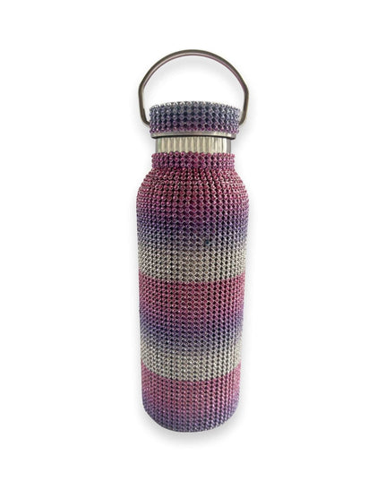 Rhinestone Pink Purple Silver Water Bottle