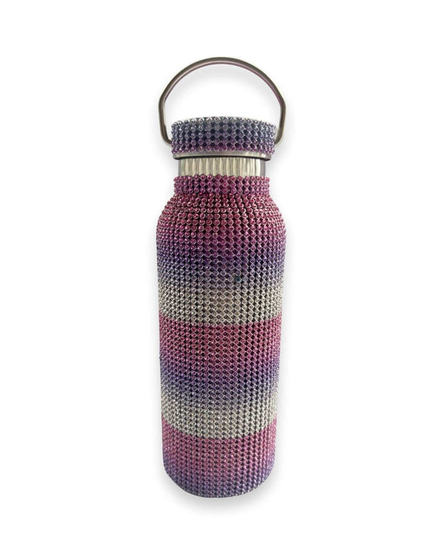 Rhinestone Pink Purple Silver Water Bottle