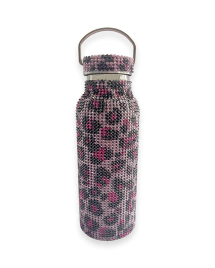 Rhinestone Pink Leopard Water Bottle