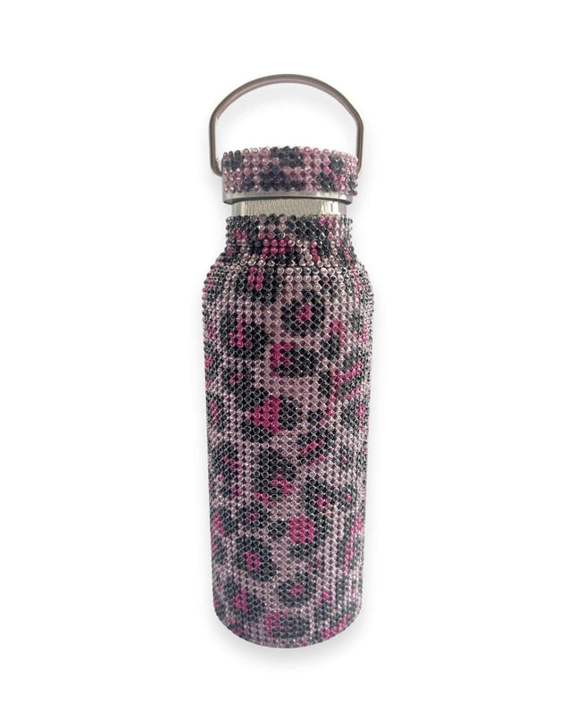 Rhinestone Pink Leopard Water Bottle